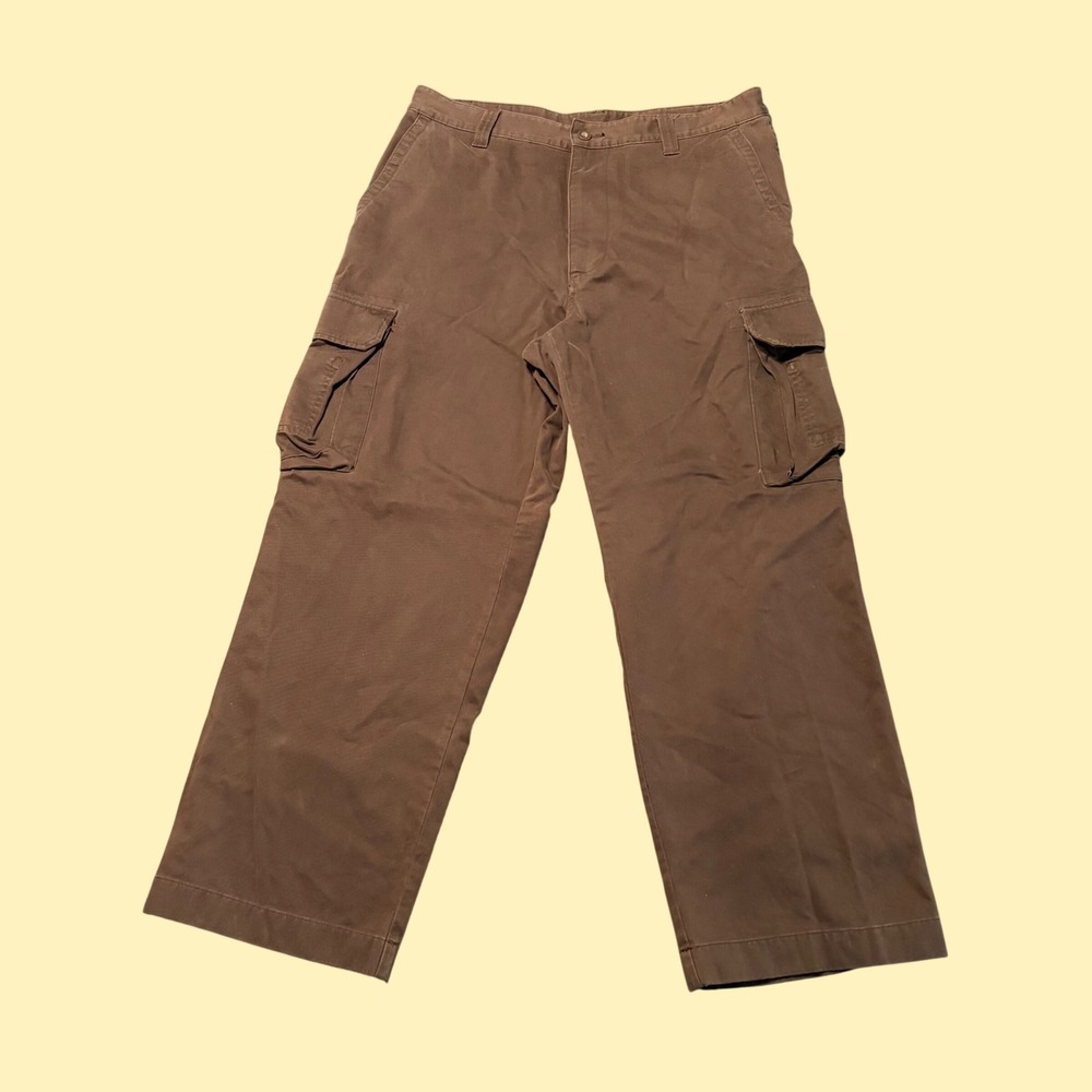 Nautica Clipper Mens Relaxed Fit Cargo Pants Brown 36x30 Cotton Twill Utility